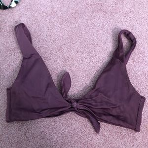 Maroonish tie front bikini top